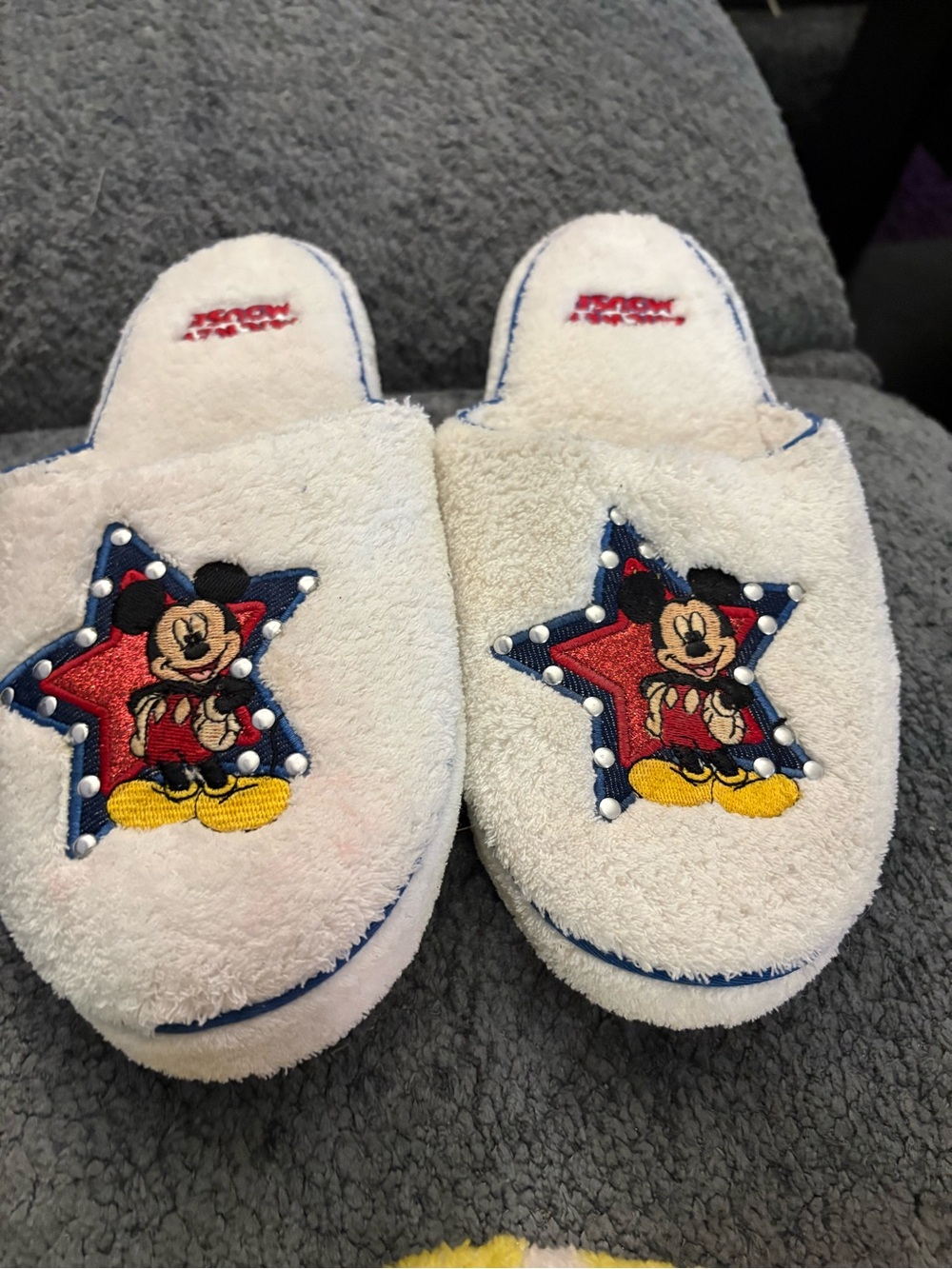 Mickey Mouse White One-Piece Slippers